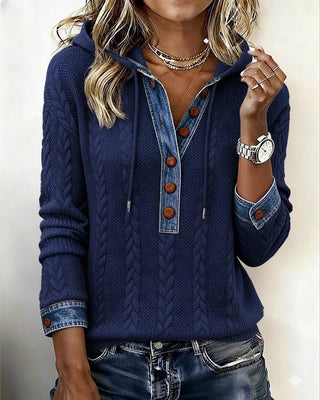 Liliane | Sweat à capuche torsadé à détails denim