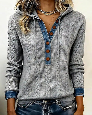 Liliane | Sweat à capuche torsadé à détails denim