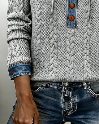 Liliane | Sweat à capuche torsadé à détails denim