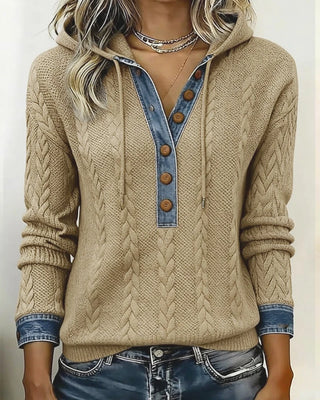 Liliane | Sweat à capuche torsadé à détails denim