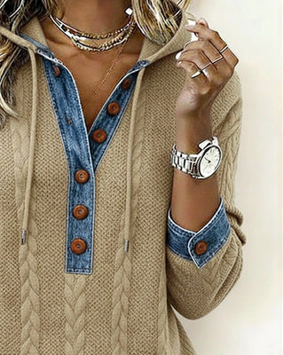 Liliane | Sweat à capuche torsadé à détails denim