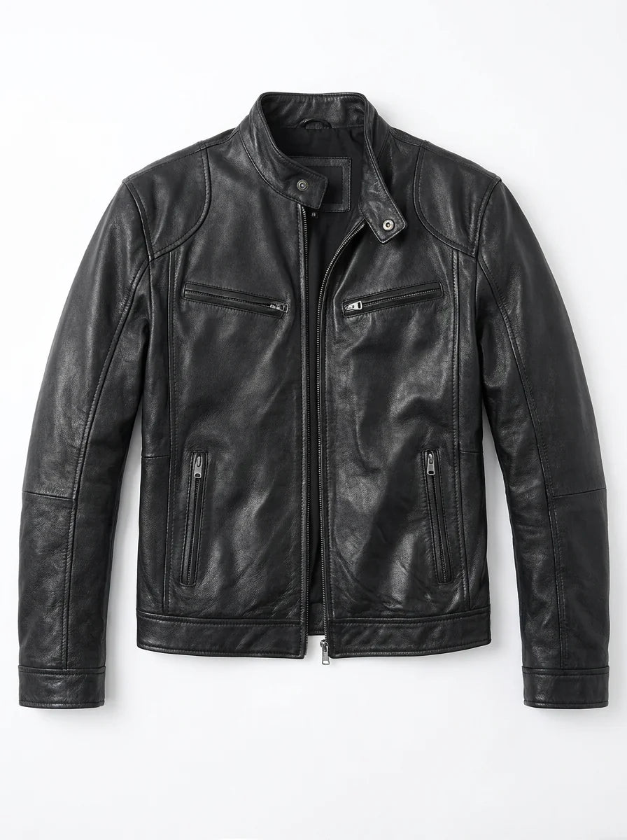 Alexandre | Veste en cuir à col montant homme
