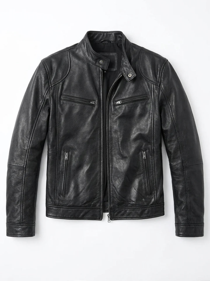 Alexandre | Veste en cuir à col montant homme