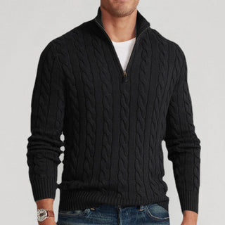 Thibaut | Pull demi-zippé en maille torsadée