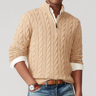 Thibaut | Pull demi-zippé en maille torsadée