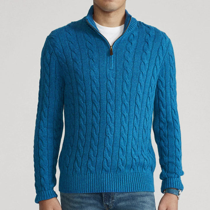 Thibaut | Pull demi-zippé en maille torsadée