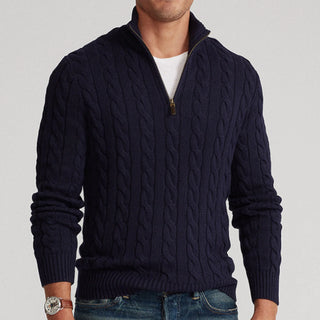 Thibaut | Pull demi-zippé en maille torsadée