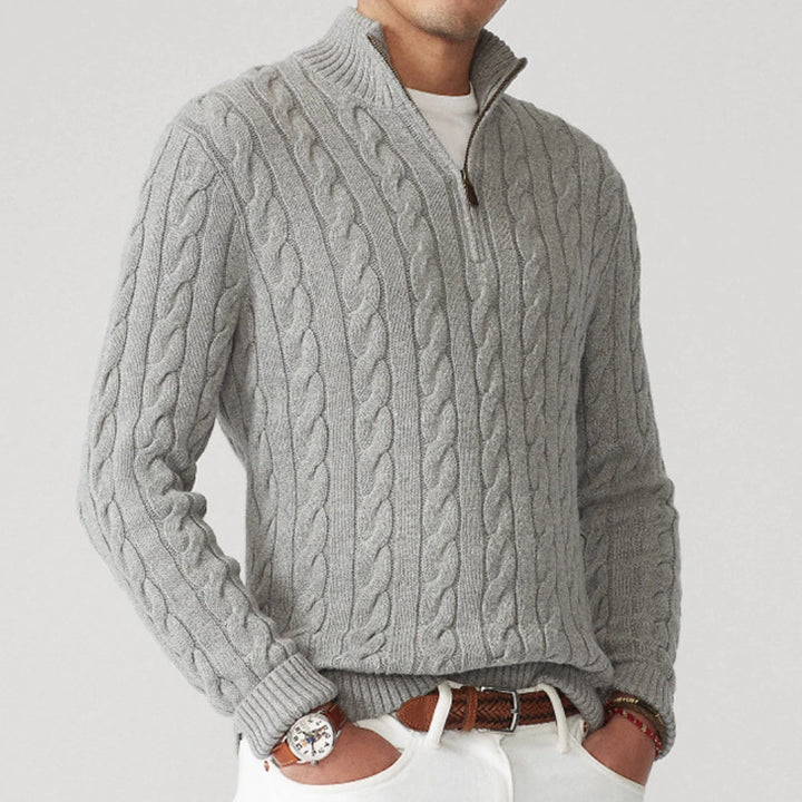 Thibaut | Pull demi-zippé en maille torsadée