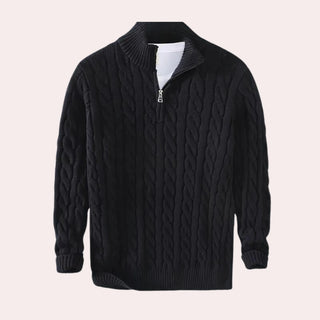 Thibaut | Pull demi-zippé en maille torsadée