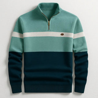 Lazare | Pull demi-zippé à bandes contrastées