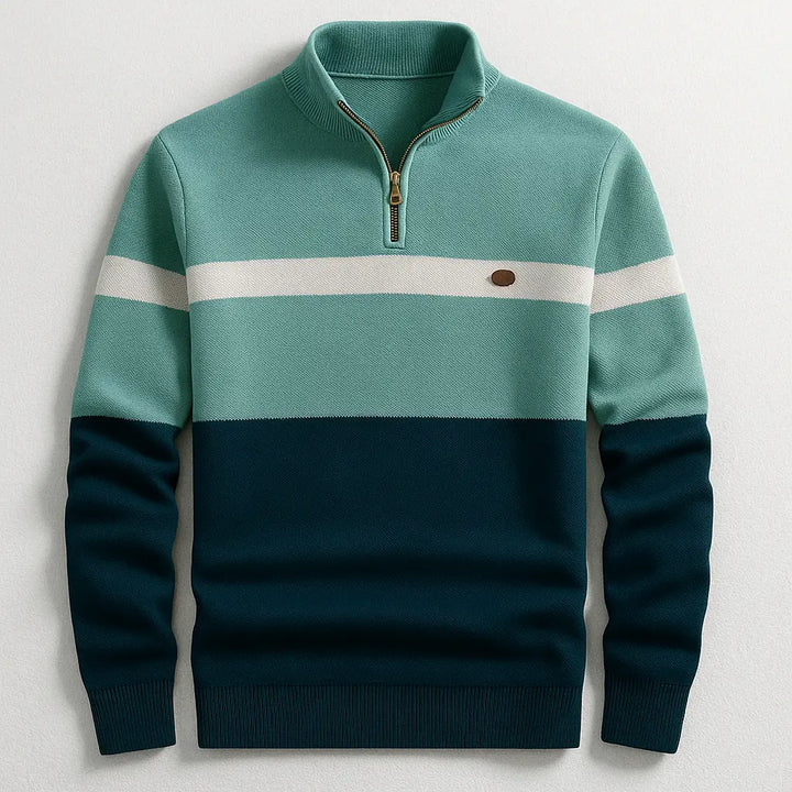 Lazare | Pull demi-zippé à bandes contrastées