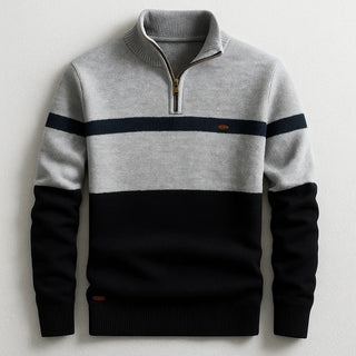 Lazare | Pull demi-zippé à bandes contrastées