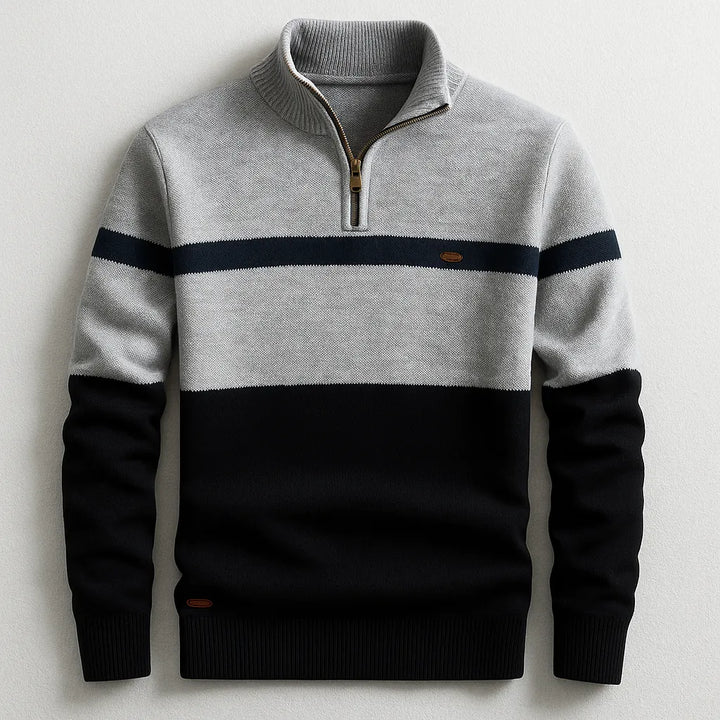 Lazare | Pull demi-zippé à bandes contrastées