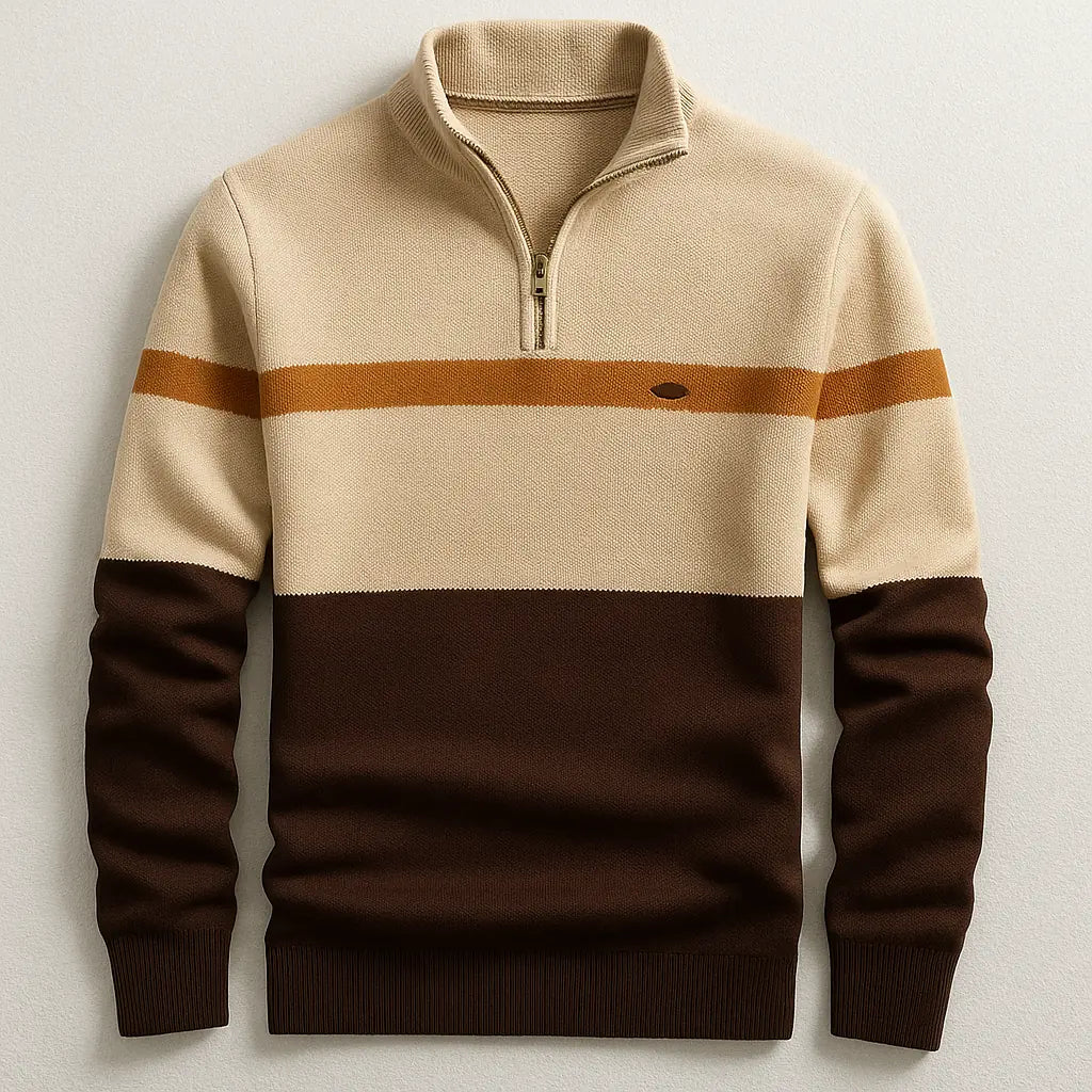 Lazare | Pull demi-zippé à bandes contrastées