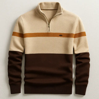 Lazare | Pull demi-zippé à bandes contrastées