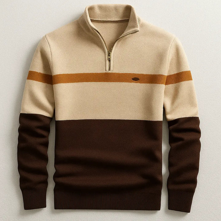 Lazare | Pull demi-zippé à bandes contrastées