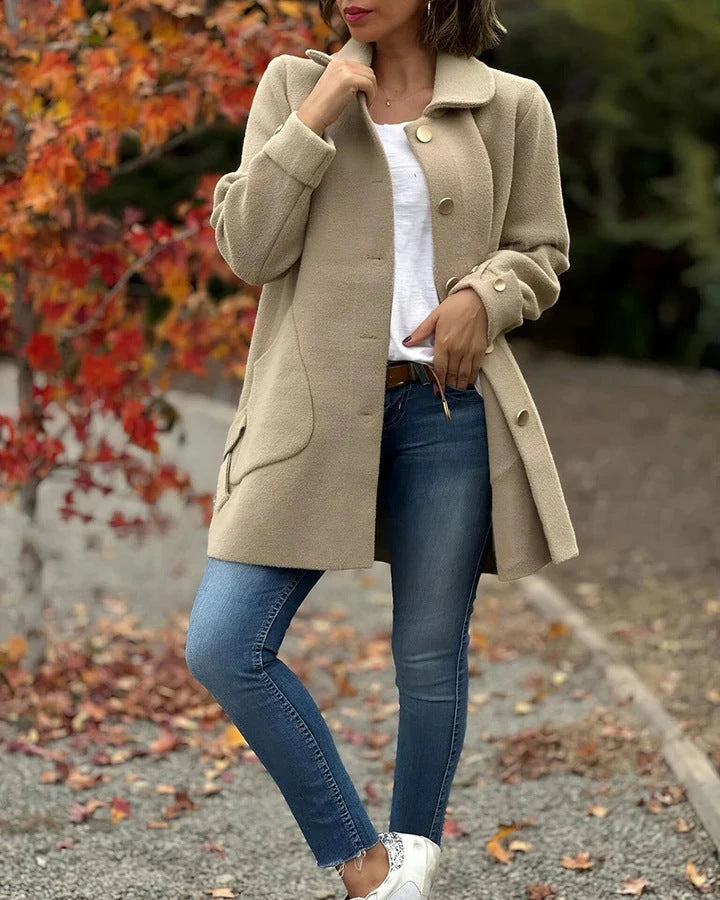 Ariane | Manteau doux boutonné effet laine