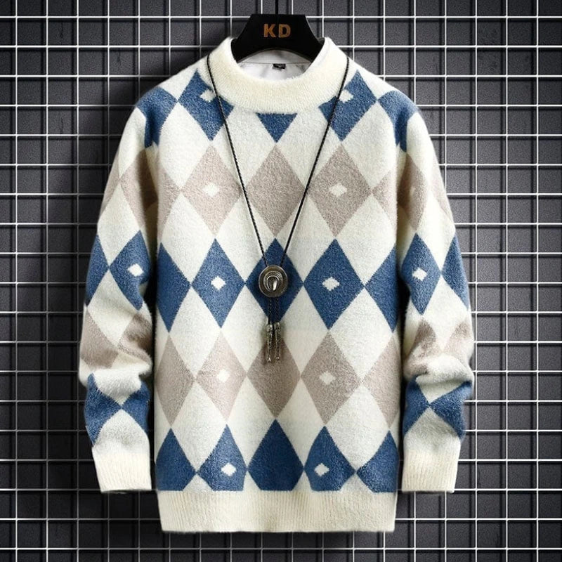 Amaury | Pull col rond à motif losanges