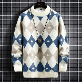 Amaury | Pull col rond à motif losanges