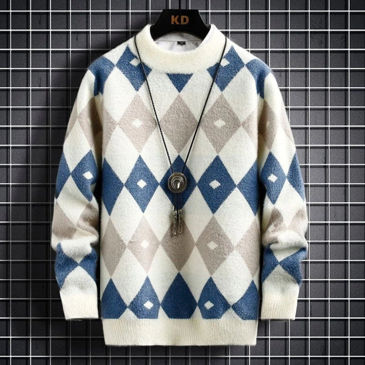 Amaury | Pull col rond à motif losanges