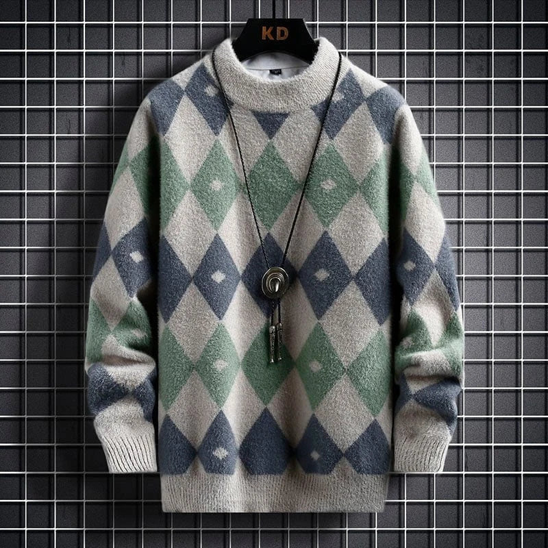 Amaury | Pull col rond à motif losanges