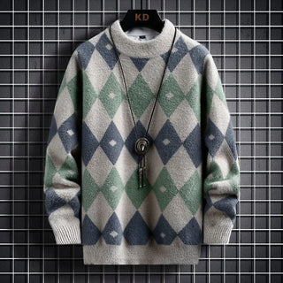 Amaury | Pull col rond à motif losanges