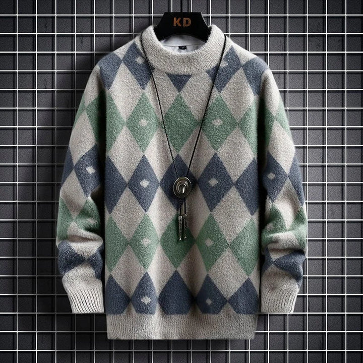 Amaury | Pull col rond à motif losanges