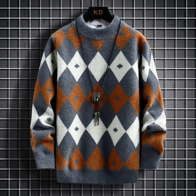 Amaury | Pull col rond à motif losanges