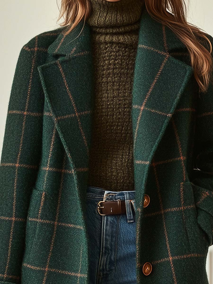 Gerhild | Manteau à carreaux rétro à revers