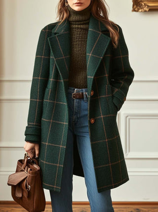 Gerhild | Manteau à carreaux rétro à revers