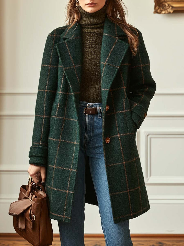 Gerhild | Manteau à carreaux rétro à revers