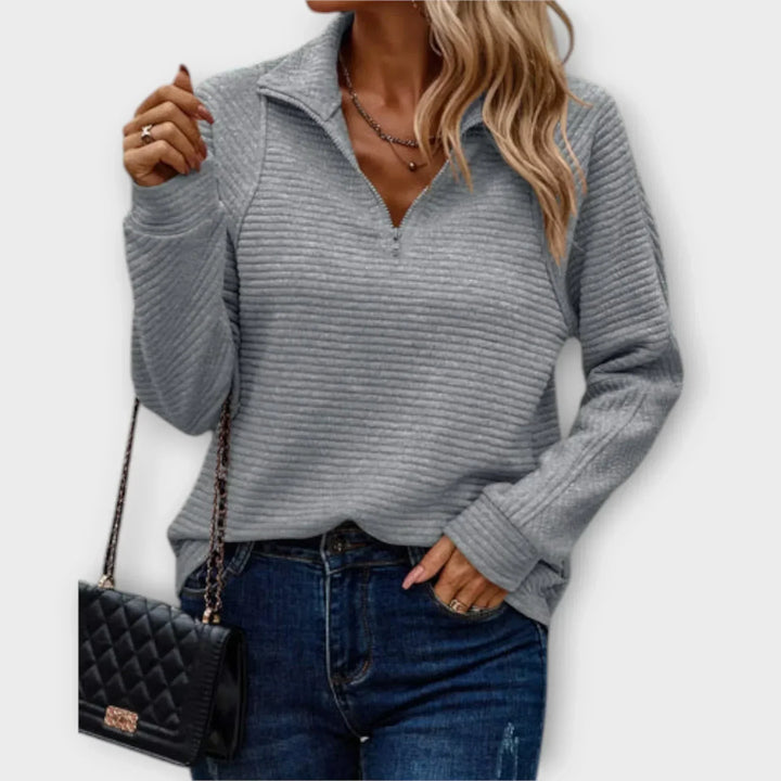 Océane | Pull demi-zippé en maille texturée