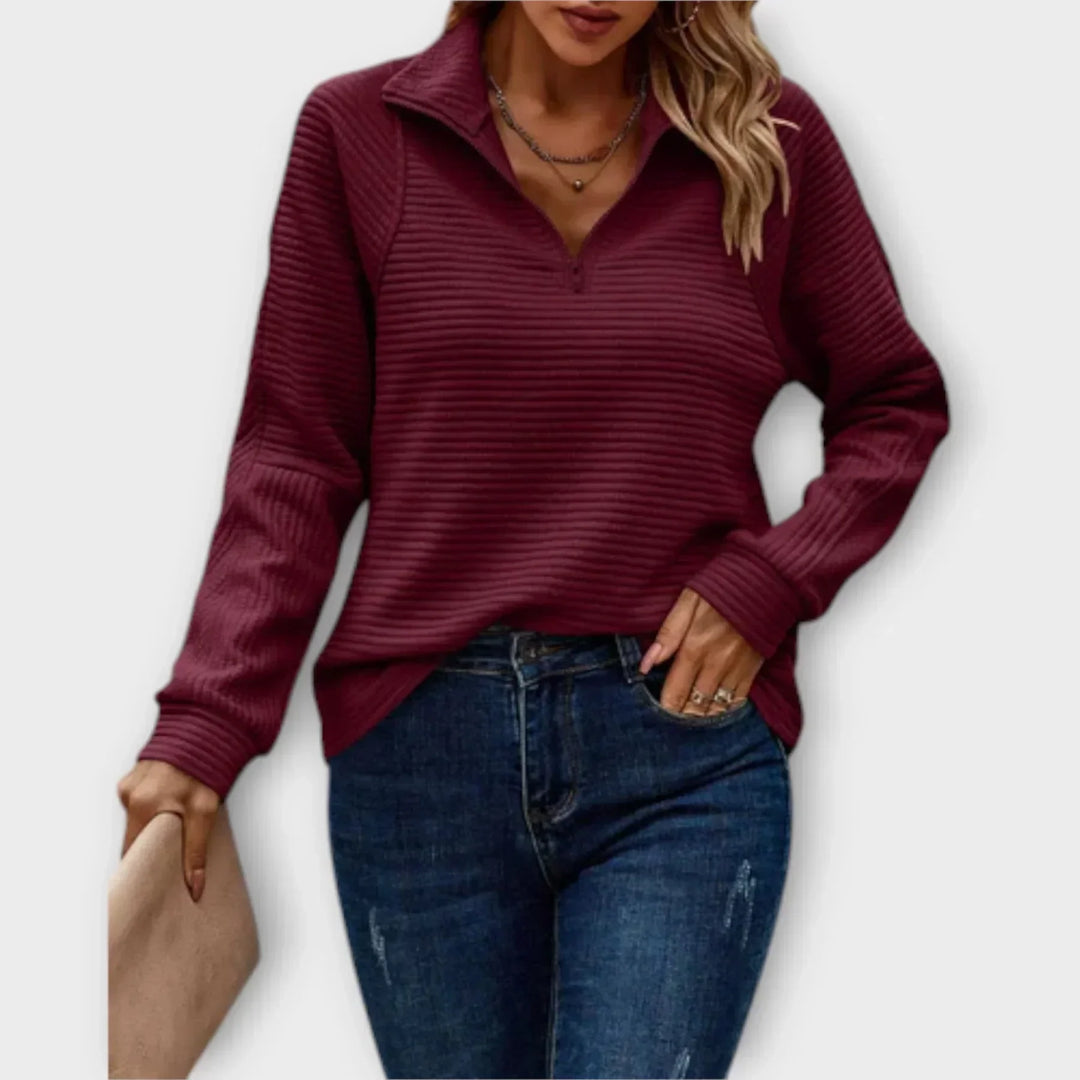 Océane | Pull demi-zippé en maille texturée