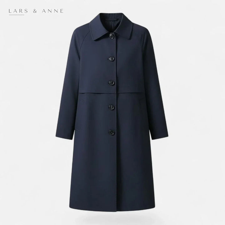 Laurette – manteau long ajusté à double boutonnage