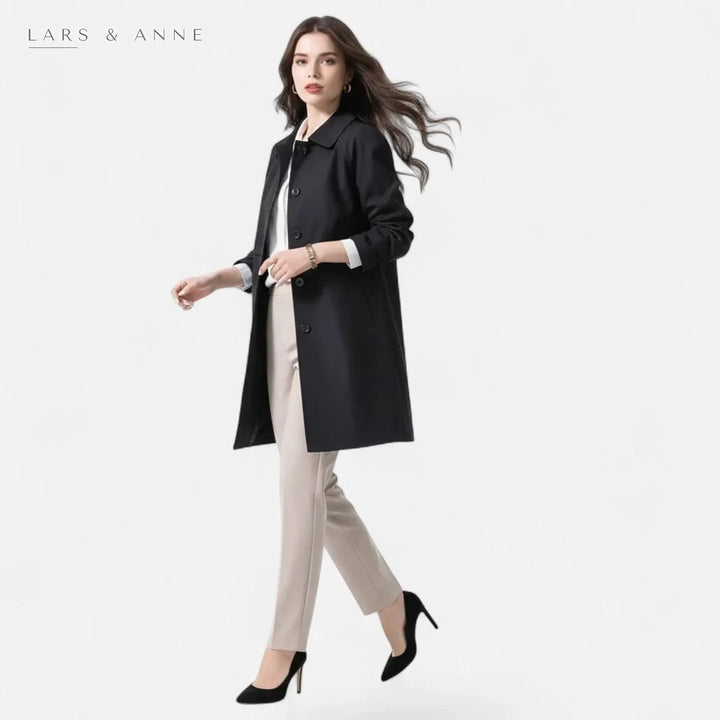 Laurette – manteau long ajusté à double boutonnage