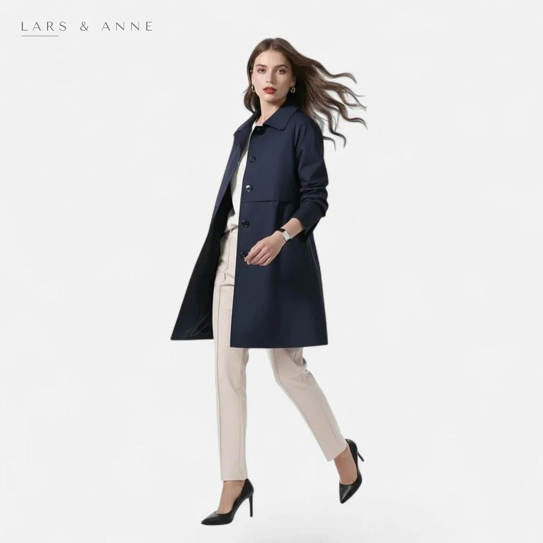 Laurette – manteau long ajusté à double boutonnage