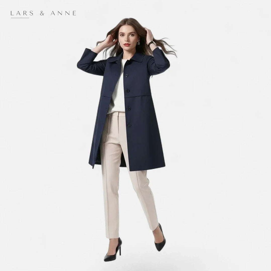 Laurette – manteau long ajusté à double boutonnage