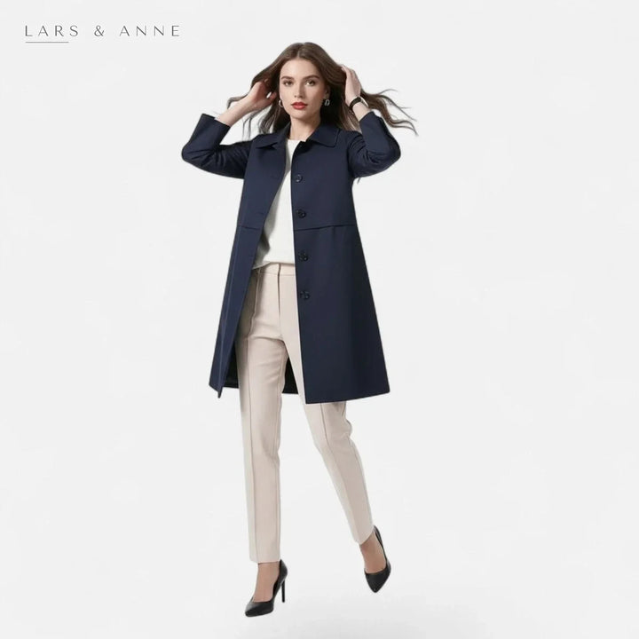 Laurette – manteau long ajusté à double boutonnage