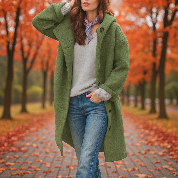 Rosemonde – manteau long oversize effet laine à capuche