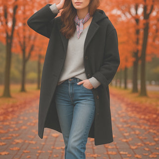 Rosemonde | Manteau long oversize effet laine à capuche