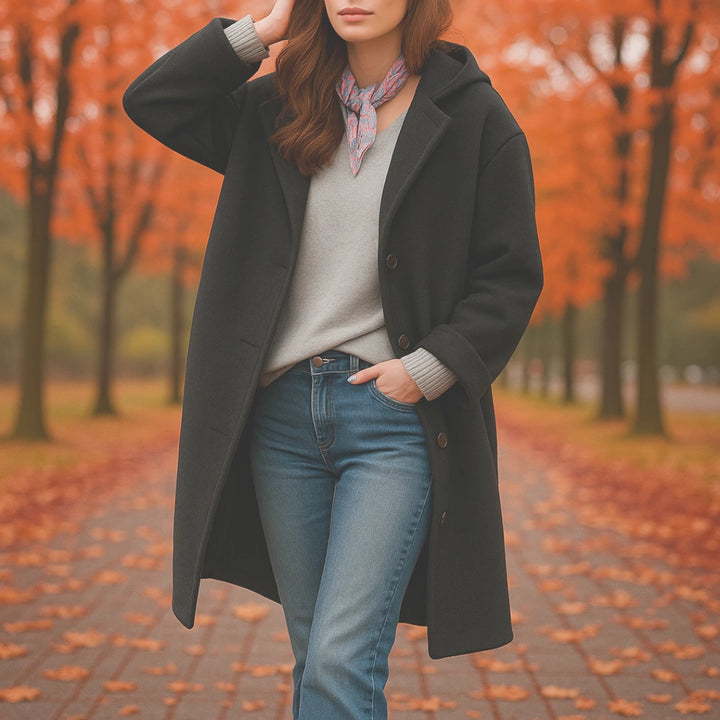 Rosemonde | Manteau long oversize effet laine à capuche