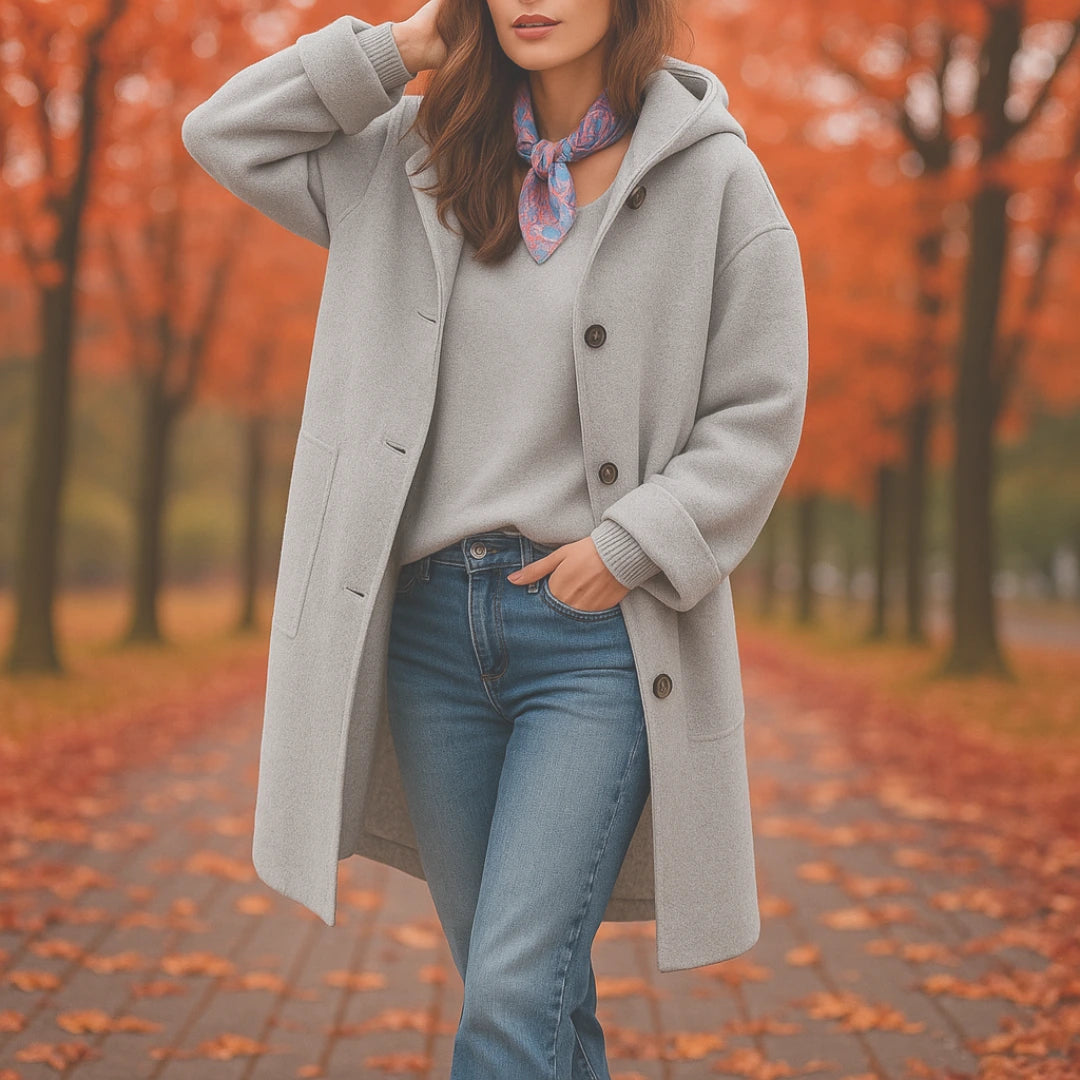 Rosemonde | Manteau long oversize effet laine à capuche