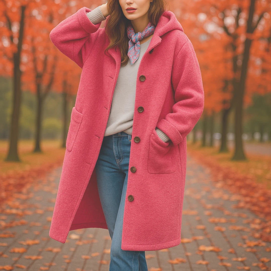 Rosemonde | Manteau long oversize effet laine à capuche