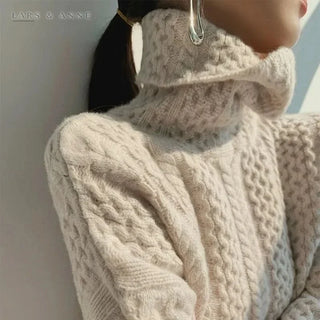 Lison – pull col roulé torsadé en maille douce