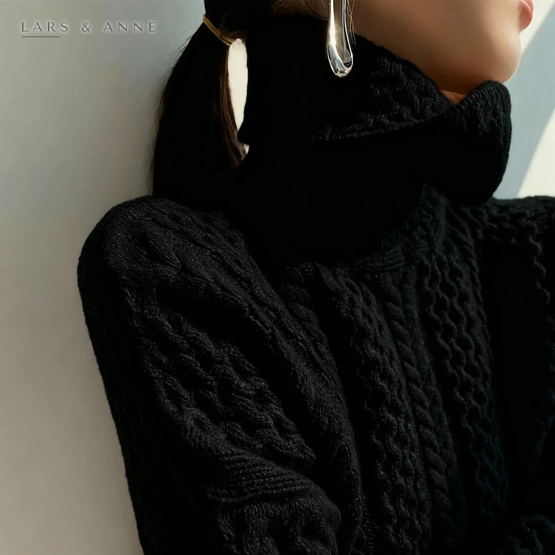 Lison – pull col roulé torsadé en maille douce