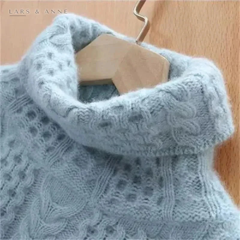 Lison – pull col roulé torsadé en maille douce