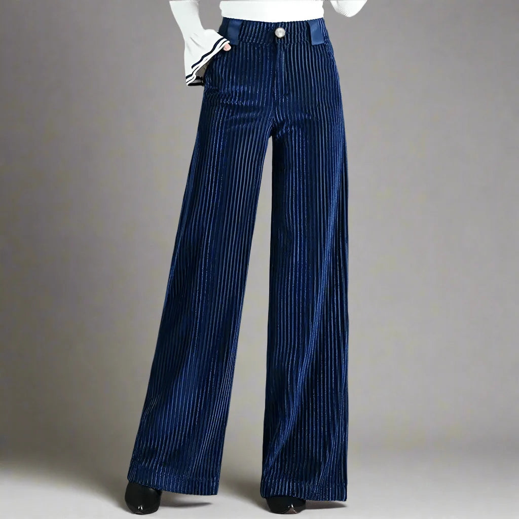 Perrine | Pantalon large en velours côtelé taille haute