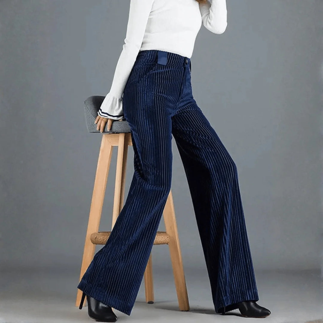 Perrine | Pantalon large en velours côtelé taille haute