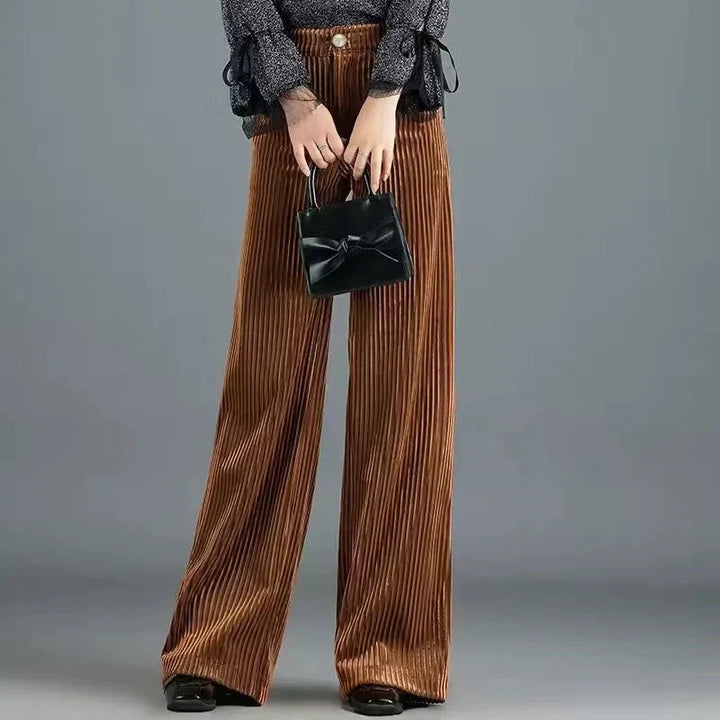 Perrine | Pantalon large en velours côtelé taille haute