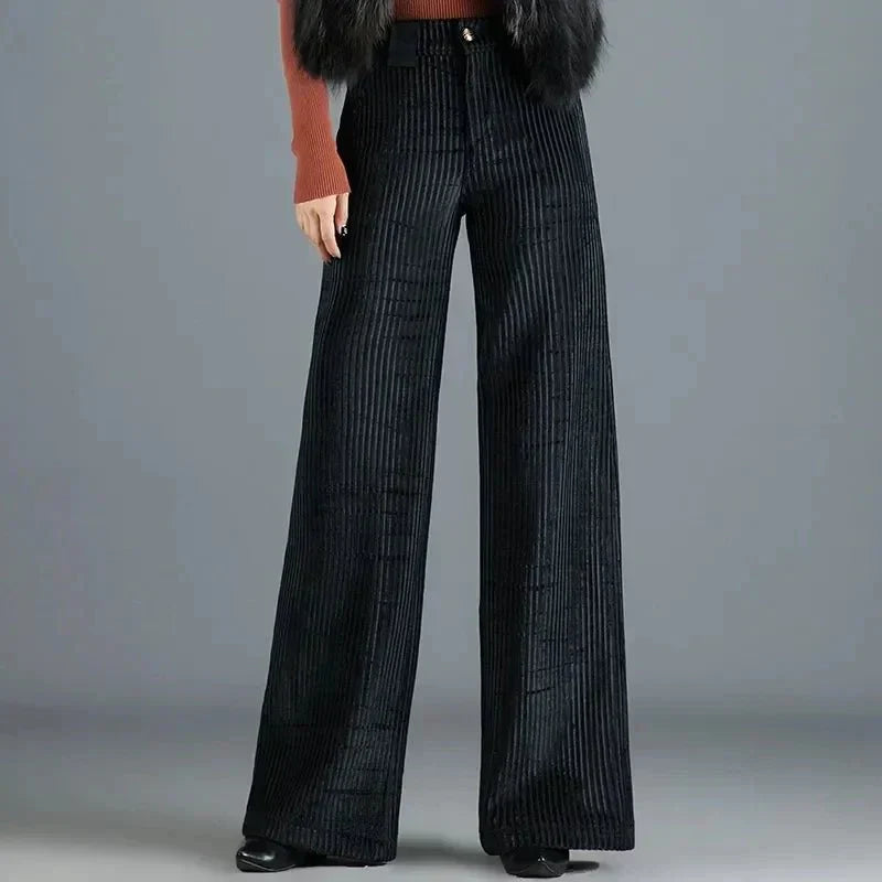 Perrine | Pantalon large en velours côtelé taille haute